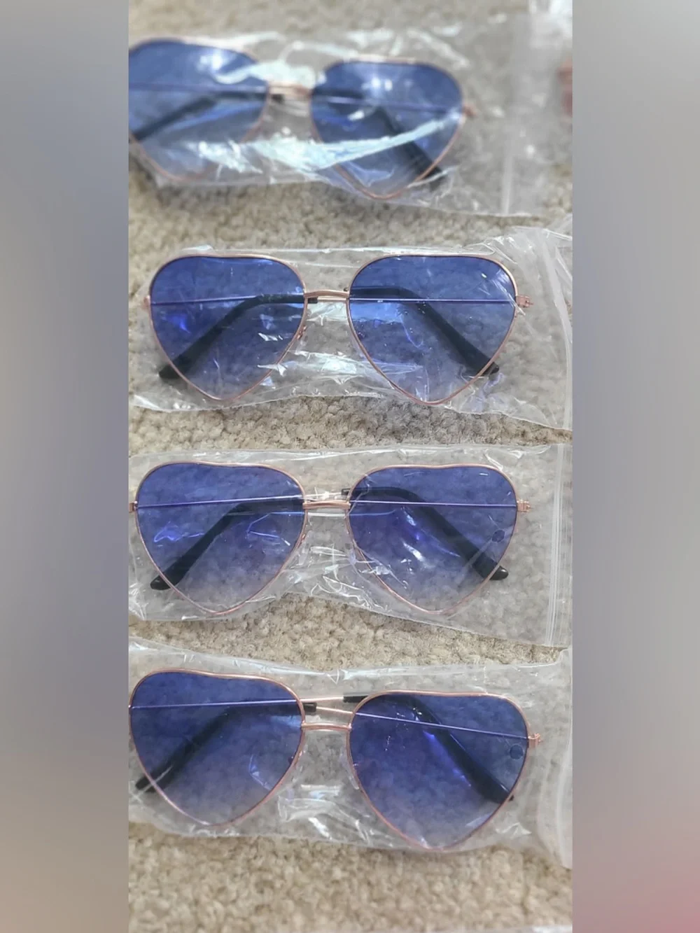 Assorted 24 Heart-Shaped Sunglasses - Pink, Green, Orange, Purple, Blue